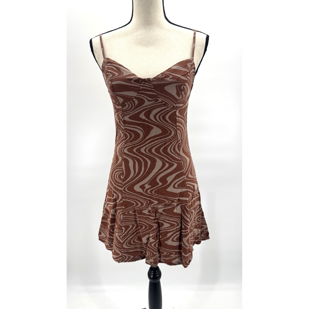 Y2K LA Heart Medium Babydoll Dress Boho Psychedelic Swirl Earthy Hippie Festival